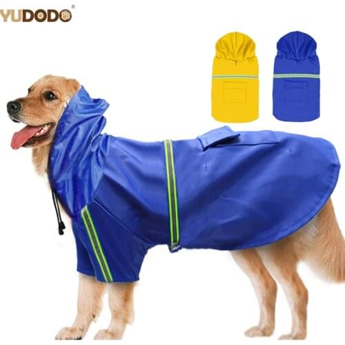 Waterproof Dog Raincoats Reflective Pet Hooded Coat Jacket Medium Large Dogs Clothes Sportswear For Labrador S-5XL 2Colors