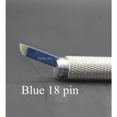 High quality semi permanent makeup Manual eyebrow tattoo microblading needle 18 pin blue curve 500pcs/lot for eyebrow embroidery