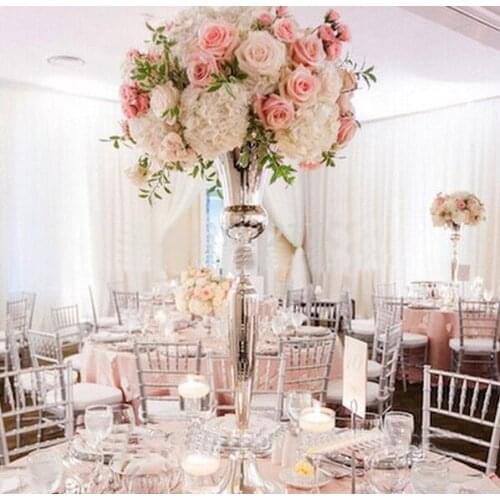 78cm Tall Gold metal flower vase Table Centerpieces road leads wedding Decoration 10 pcs/lot