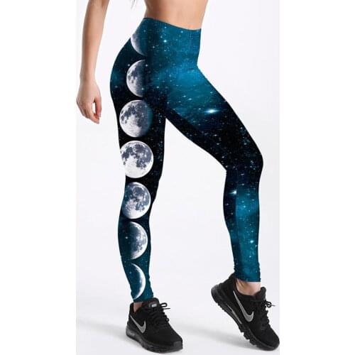 Summer Style Women Leggings Gradient Moon Printed Leggings Fantasy Galasy Design Leggings Workout Girl Leggings S-XXL