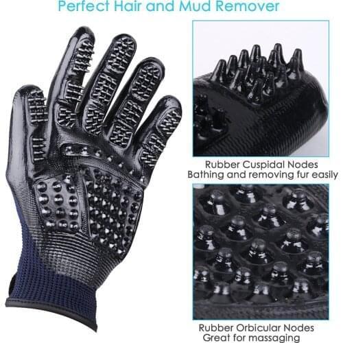 1 Pair Grooming Glove for Cats Soft Rubber Pet Hair Remover Dog Horse Cat Shedding Bathing Massage Brush Clean Comb for Animals