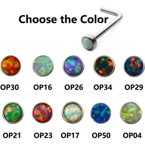 1Pc Surgical Steel Opal Gem Steel Nose Stud Ring Retainer Piercing Jewelry L Shape