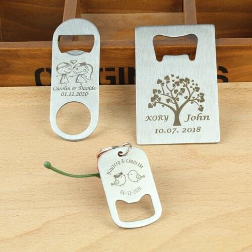 10PCS engraved Personalized logo Stainless steel Bottle Opener christmas birthday party baby shower wedding favors and gifts