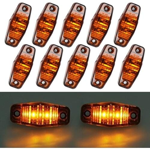 10Pcs Amber 2 Led Light Oval Clearance Trailer Car 24V LED Truck Side Marker Tail Lamp