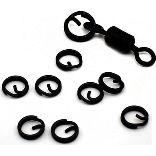 20PCS Carp Fishing Rig Rings Q Shaped Round Hair Rig Blow Back Rig Ring Quick Change Swivel Clips Micro Carp Fishing Accessories