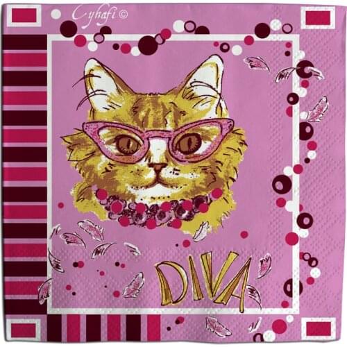 25*25cm 20pcs/lot Decoupage Servilletas Vintage Napkins Cartoon Cat Paper Tissue Wedding Birthday Party Home Table Decoration