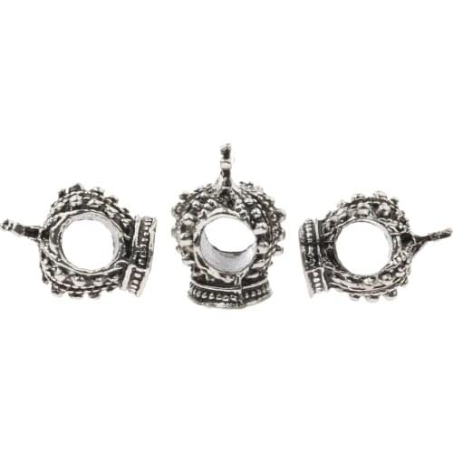 5pcs/Lot Diy Spacer Beads Wholesale Pave CZ Crown Charms for Beaded Men Bracelet Making 8-10 Disc Ball Round Bead