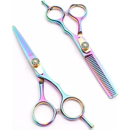 6" 17.5cm Colorful Engraving Logo Hair Clipper Scissor Thinning Scissors Cutting Shears Professional Hairdressing Scissors C1020