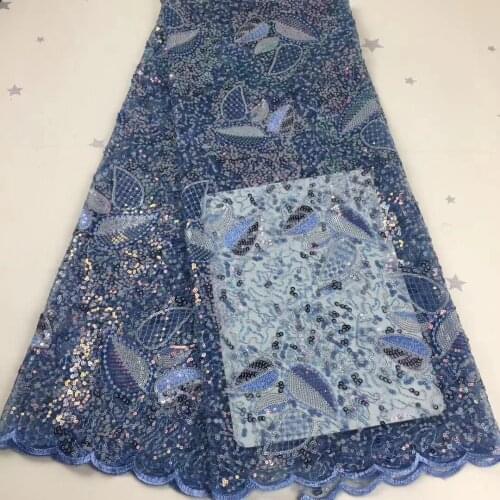 African Lace Fabric 2021 High Quality Lace Nigerian Tulle Sequence Lace Fabric Bridal French Mesh Lace Fabric D4145
