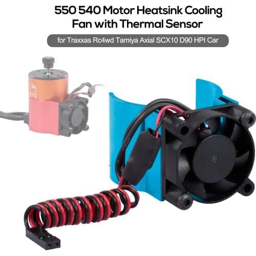 RC Car Motor Heatsink 550 540 Motor Cooling Fan with Thermal Sensor CNC Aluminum Alloy Heatsink for Traxxas Hsp Rc4wd Axial Car