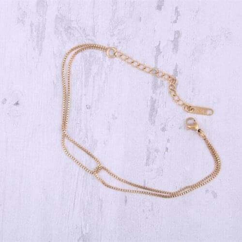 Stainless Steel Chain & Link Bracelet Wedding Jewelry Rose Gold Color Cross Knotting Two Lines Box Chain Pulseras Mujer