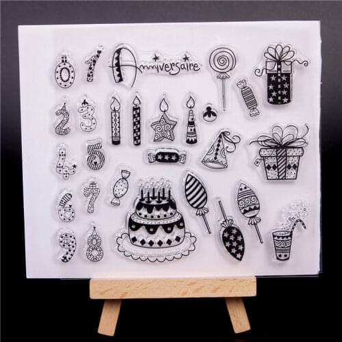 French word Birthday Rubber Silicone Clear Stamps for Scrapbooking Tampons Transparents Seal Background Stamp Card Making Diy