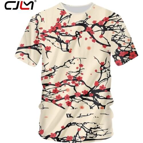 CJLM Summer Top Men Full Print Plum Blossom 3D Tshirts Man Hip Hop Slim Fit Fitness Undershirts Unisex Short Sleeve Tees Shirts