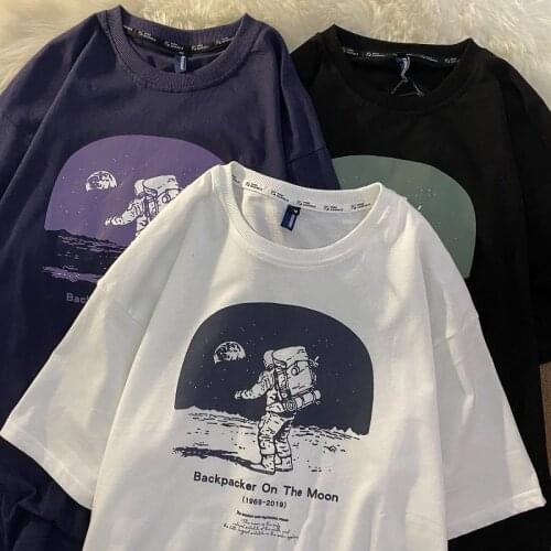2021 New Summer Short Sleeve T-shirt Harajuku Style Spaceman Printing Graphic T Shirts 4XL Large Size Tshirt Y2k Aesthetic Top