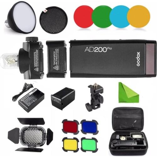 Godox AD200 Pro AD200Pro 200Ws 2.4G Flash Strobe 2900mAh Battery Bare Bulb Speedlite Fresnel Head For DSLR Camera Speedlight