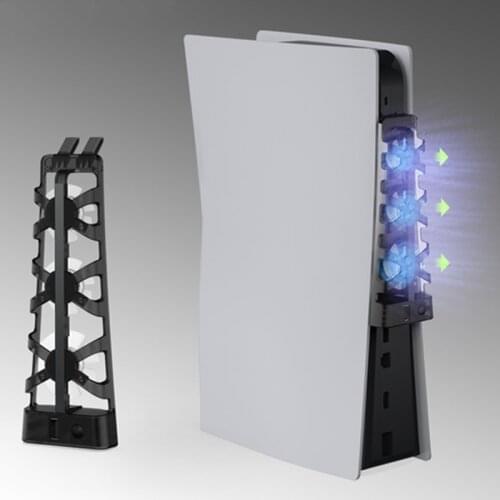 For PS5 Playstation 5 Digital Edition & Ultra HD Console Rear External USB Cooler 3 Fans intelligent Cooling Fan Pad W/ Blu-ray