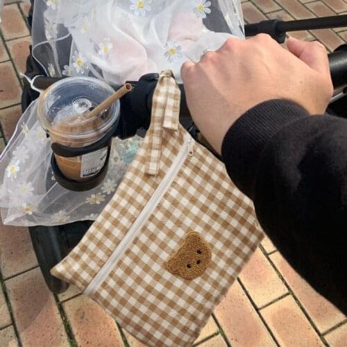 Korean embroidered bear love baby stroller storage cloth hanging bag baby diaper clothing bedside storage cloth bag