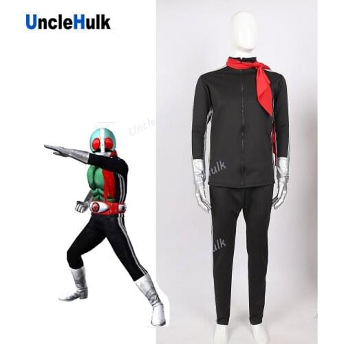 Masked Rider No.1 Cosplay Costume - Silver Side Lines - tops trousers gloves scarf | UncleHulk