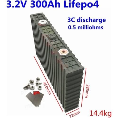 2pcs rechargeable 3.2V 300Ah Lifepo4 lithium battery pack for 12V 24V 36V 600Ah Camper golf cart solar system EV energy storage