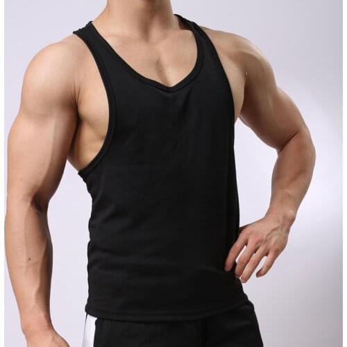 Men Running Tank Top Solid Soft Gym Vest Racerback Bodybuilding Muscle Fitness Sleeveless T-shirt For Male Man Jogger Clothes