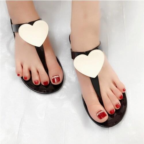Fashion Women Flip Flop Bohemian Style Beautiful Love Jelly Flat Slippers (Size 36-41)