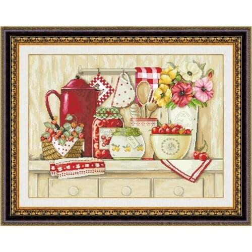 Fruit cabinet cross stitch kit flower aida fabric 18ct 14ct 11ct unprint canvas cotton thread embroidery kits DIY craft set