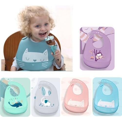 Baby Feeding Silicone Bibs Waterproof For Infant Drooling Burp Cloth Toddlers Scarf Adjustable Cute Bibs Saliva Towel Kids Stuff
