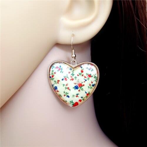 Korea New Fashion Sweet Litter Flowers Heart Hanging Earrings