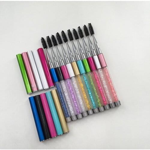 Wholesale Makeup Eyelash Brushes 10 Colors Crystal Rhinestone Handle Lash Mascara Brushes