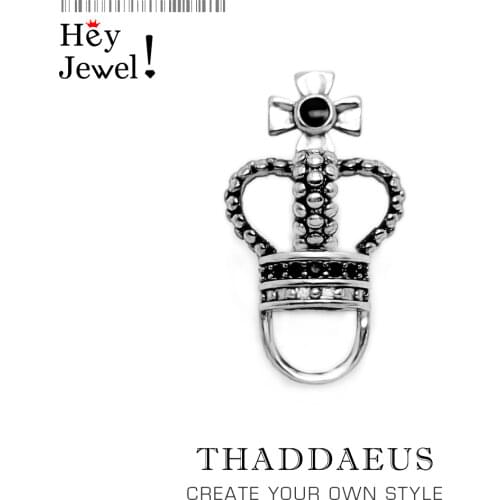 Crown Charms Carriers 925 Sterling Silver Zirconia Fit Necklace,2020 Europe Style Rebel Street Jewelry Gift For Women Men