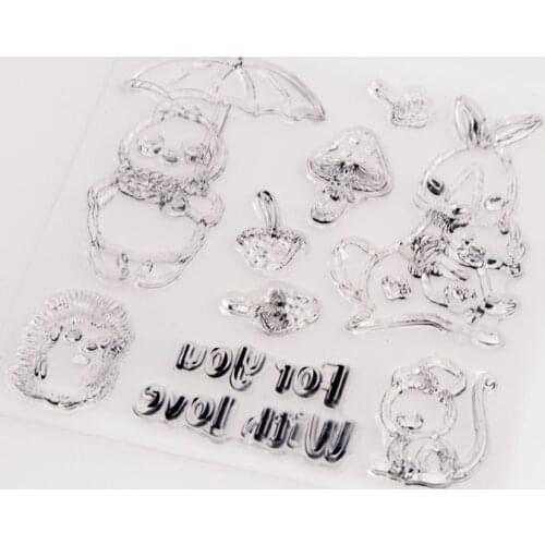 Easter Bunny Umbrella Mouse Hedgehog Transparent Silicone Stamp Seal for DIY Scrapbooking Photo Album Decor Clear Stamps