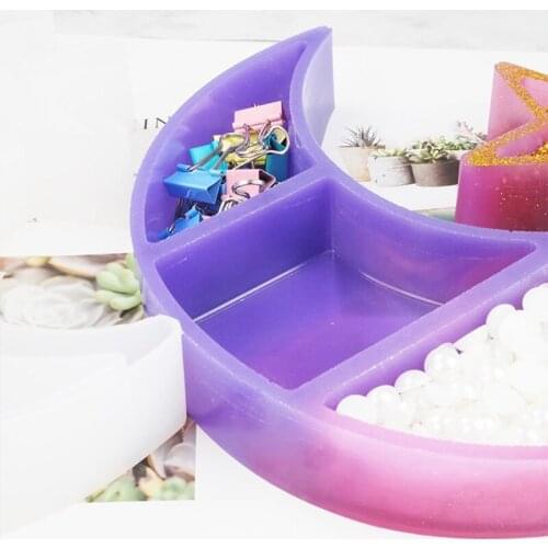 Crescent Moon Tray Resin Mold Moon Star Decor Crystal Display Tray Molds Tools H58C