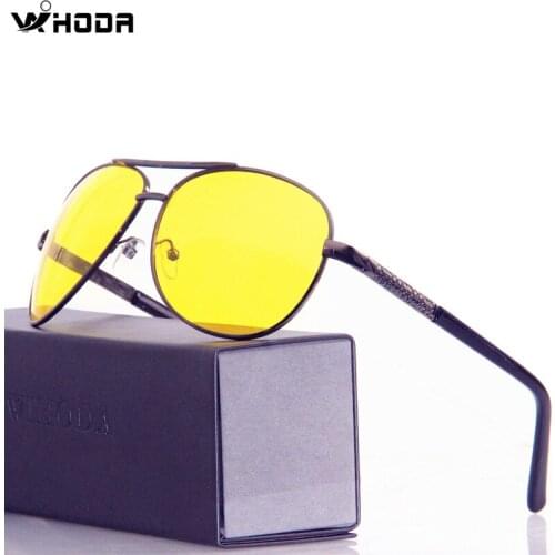 Strong Frame Polarized Men Night Vision Driving Goggles , Metal Sunglasses For Driver ,Anti-Glare Sun Glasses UV400 A29