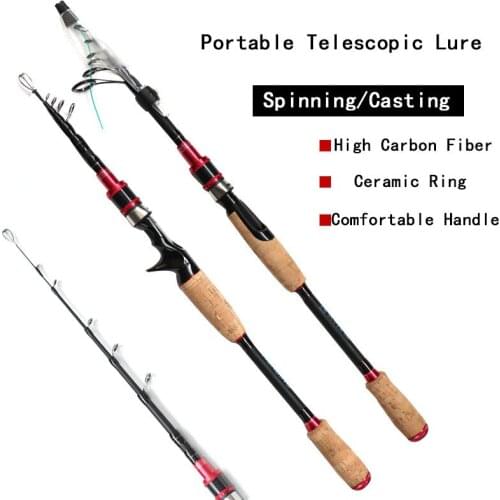 Fishing Rod Portable M Action Telescopic Rod Lure Combo Carbon Spinning Rod Casting Rod Ceramic Ring Fishing Equipment Light