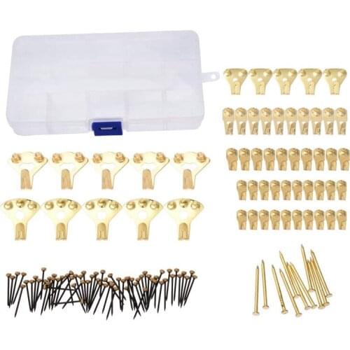 Professional Photo Frame Wall Hanging Hook, Metal Frame Hanger Hook, 130 Pieces, with Wall Nails