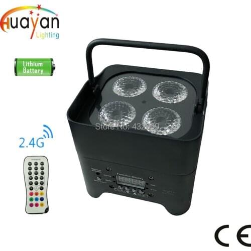 4*12W RGBWA UV Wireless dmx Uplighting Battery Operate Wifi IRC Remote Control DJ LED Par Can Wash Light Disco Wedding Uplight