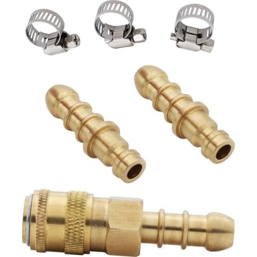 Quick Release Gas Fitting for propane/butane Hose with Extra Nozzle and 3 X Stainless Band clips