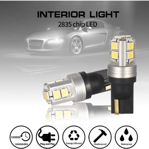 2pcs Super Bright T10 W5W LED 2835 Car Lamps 168 194 Turn Signal License Plate Light Trunk Clearance Lights Reading Lamp 6000K