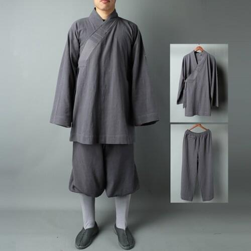Unisex cotton&linen Autumn&spring Buddhist zen clothing Shaolin Monk kung fu martial arts tai chi uniforms arhat lay suits