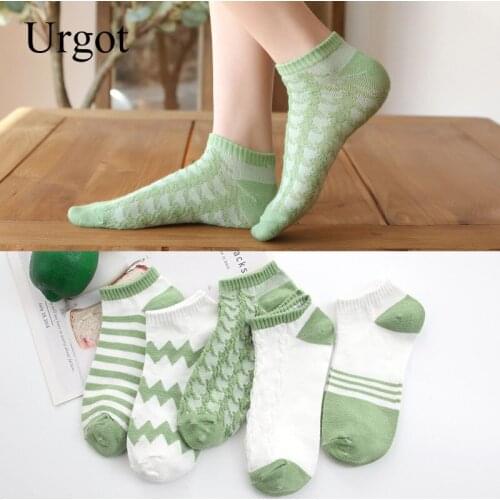 Urgot 5 Pairs/lot Women Spring Cute Ankle Socks Cute Funny Lips Print Boat Short Sox Invisible Lady Girl Summer Hosiery Meias