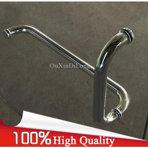 High Quality 304 Stainless Steel Frameless Shower Bath Glass Door Handles L Shape Pull / Push Handles Towel Bar Chrome Finished