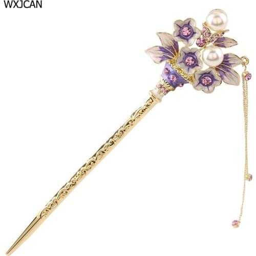 WXJCAN 7 Style simulated pearl flower sticks for hair Barrette with rhinestones hair Accessories for women wedding H1094