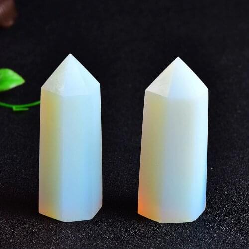 1PC Crystal Opal Quartz Point Healing Stone Tower Hexagonal Prisms 60-80mm Obelisk Wand Treatment Stone DIY Gift K9