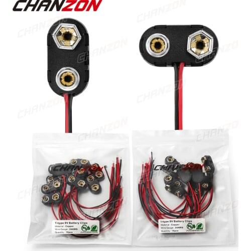 10 pcs 9V Battery Power Connector Snap Clip Adapter T-type I-type 9 V Wire Holder Cable Lead Plastic Hard Socket Plug Buckle