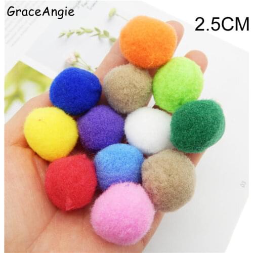 100-200pcs MiX1-3cm V Mixed Soft Round Shaped Pompom Balls Fluffy Pom Pom For Kids DIY Garment Handcraft Bohemia earrings DIY