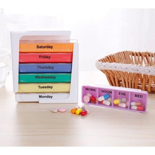 28 grid rainbow pill organizer tablet holder medicine container organizer case fashion pill box storage pill box