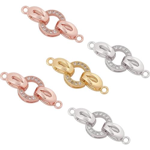 5Set 25.5mm Brass Micro Pave Cubic Zirconia Oval Fold Over Clasps for DIY Jewelry Accessories Making Handicraft Supplies