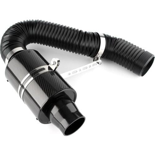 73mm Universal Car Cold Feed Induction Kit & Carbon Fiber Air Intake Filter Box with Intake Hose