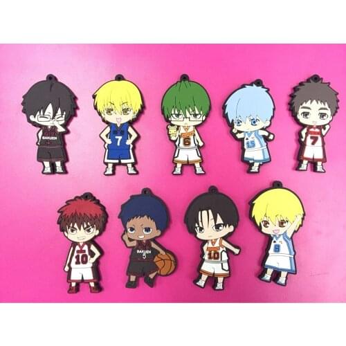 9pcs/lot Kuroko No Basketball Original Japanese anime figure rubber Silicone sweet smell mobile phone charms keychain strap G448