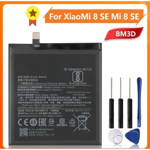 Xiao Mi Xiaomi Mi BM3D Phone Battery For Xiao mi 8 SE MI8 SE M8 SE BM3D 3120mAh Original Replacement Battery + Tool